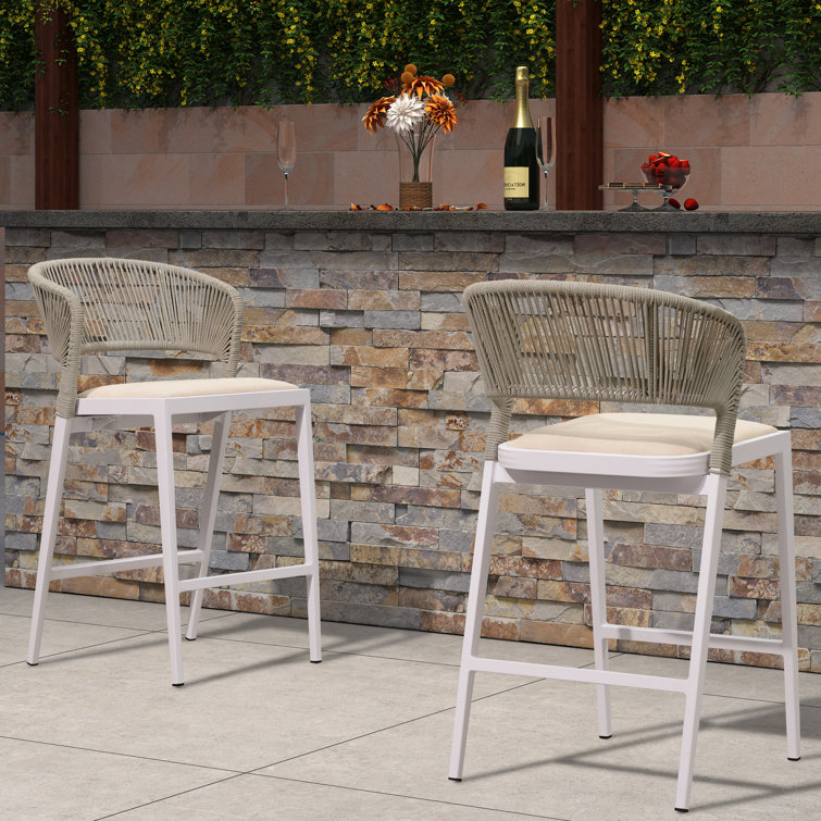 Corrigan Studio® Patio Bar Stool with Cushion Wayfair